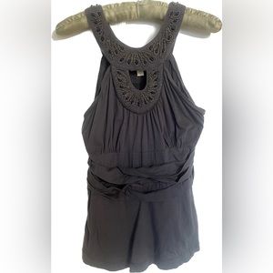 Anthropologie Deletta Small Blue Beaded Sleeveless Top